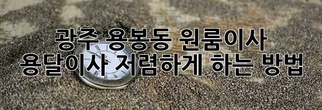 광주 용봉동 원룸이사? 용달이사 저렴하게 하는 방법!